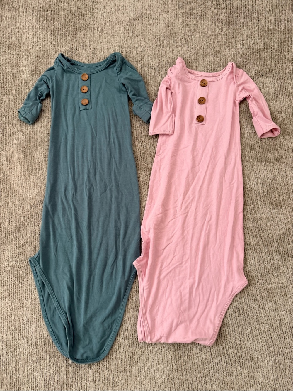 Caden Lane 2 Pack Bamboo Baby Gowns 0-3 Months Pink Blue